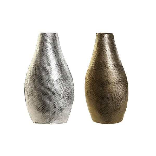Vase DKD Home Decor Gylden Sølvfarvet Aluminium Moderne 22 x 13 x 40,5 cm (2 enheder)
