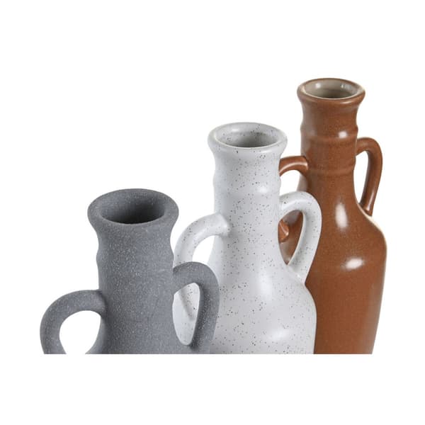 Vas DKD Home Decor Vit Grå Terrakota n Porslin 9,6 x 9 x 28,6 cm 9,6 x 9 x 29 cm (3 antal)