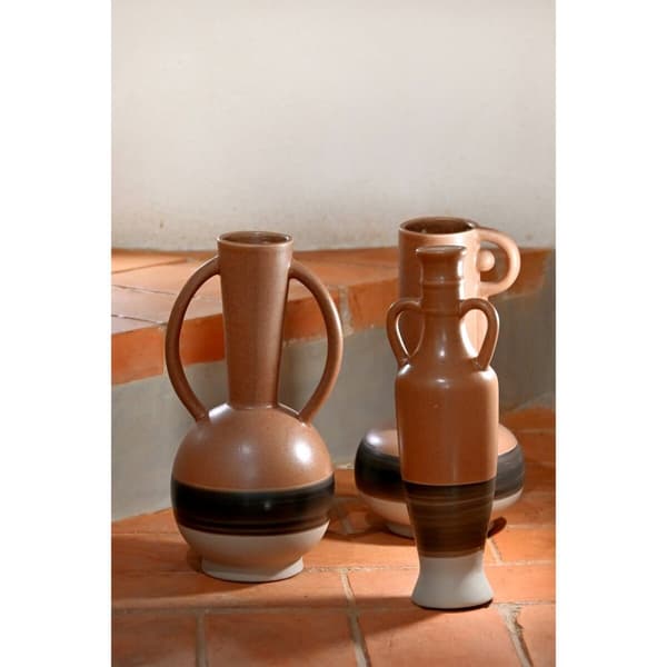 Vas DKD Home Decor Vit Grå Terrakota n Porslin 9,6 x 9 x 28,6 cm 9,6 x 9 x 29 cm (3 antal)