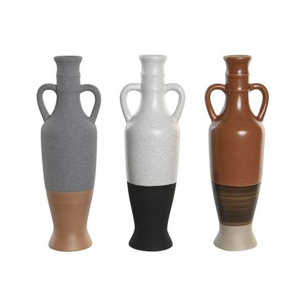 Vas DKD Home Decor Vit Grå Terrakota n Porslin 9,6 x 9 x 28,6 cm 9,6 x 9 x 29 cm (3 antal)