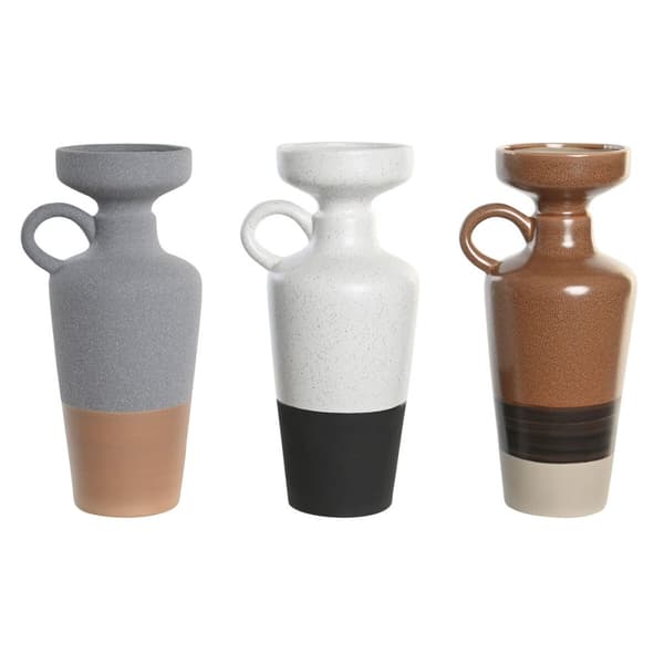 Vase DKD Home Decor Hvid Grå Terrakotta Porcelæn 13,3 x 11 x 27,3 cm 13,3 x 11 x 28 cm (3 enheder)