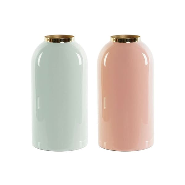Vase DKD Home Decor Grøn Gylden Koral Jern Lakeret 13 x 13 x 25 cm (2 enheder)
