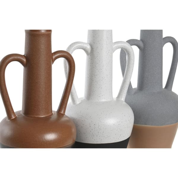 Vas DKD Home Decor Vit Grå Terrakota n Porslin 12,7 x 12,5 x 30 cm (3 antal)
