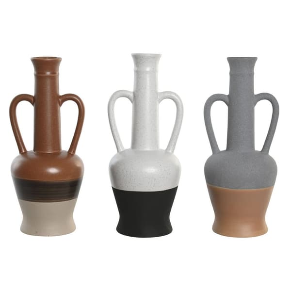Vas DKD Home Decor Vit Grå Terrakota n Porslin 12,7 x 12,5 x 30 cm (3 antal)