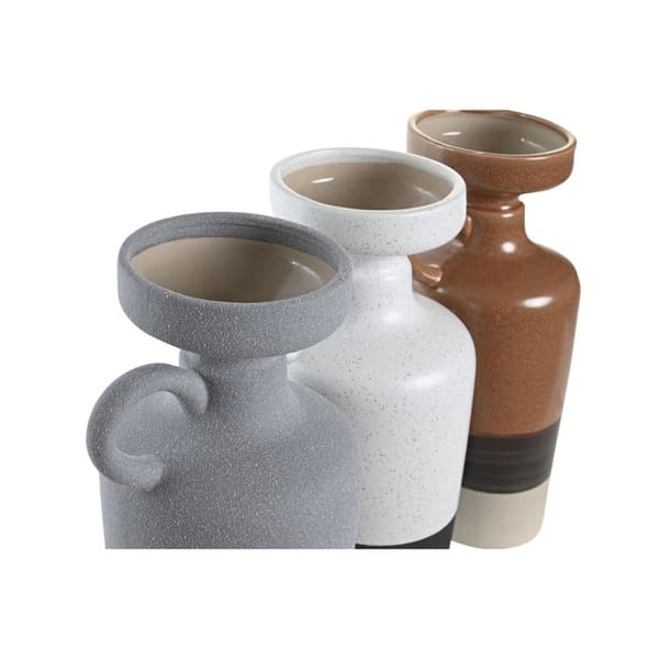 Vas DKD Home Decor Vit Grå Terrakota n Porslin 13,3 x 11 x 27,3 cm 13,3 x 11 x 28 cm (3 antal)