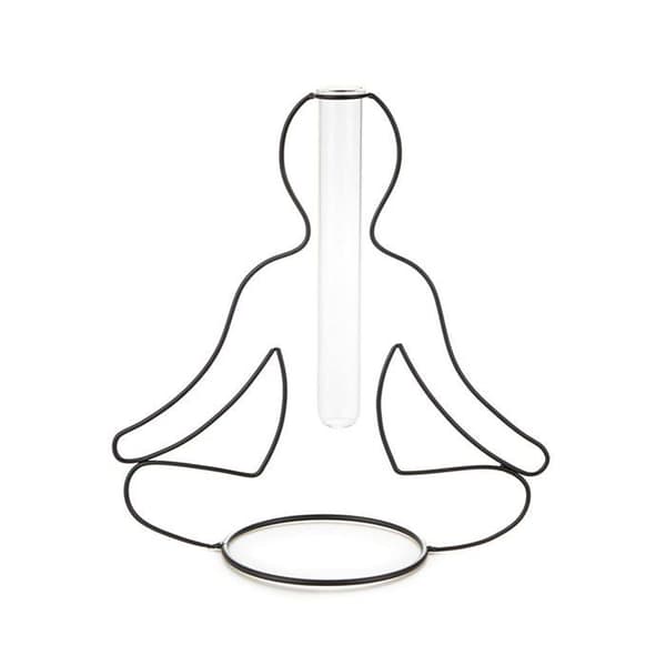 Vas - soliflore Balvi - 27584 - Silhouette Vas Svart Färg Dekorativ vas i form av en yogaställning Metall/glas