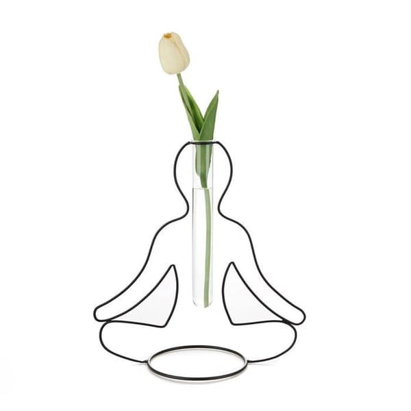 Vas - soliflore Balvi - 27584 - Silhouette Vas Svart Färg Dekorativ vas i form av en yogaställning Metall/glas