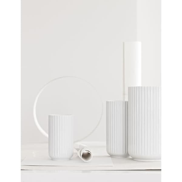 Vas i porslin - Lyngby - 38 cm - Vit - Skandinavisk stil - Bauhaus design