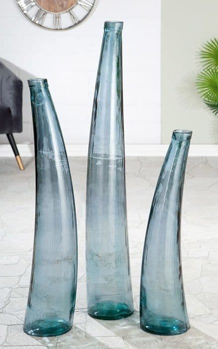 Vas - soliflore Gilde - 39197 - Corno petroleumvas i återvunnet glas Europeisk tillverkning H 80 cm 20 cm