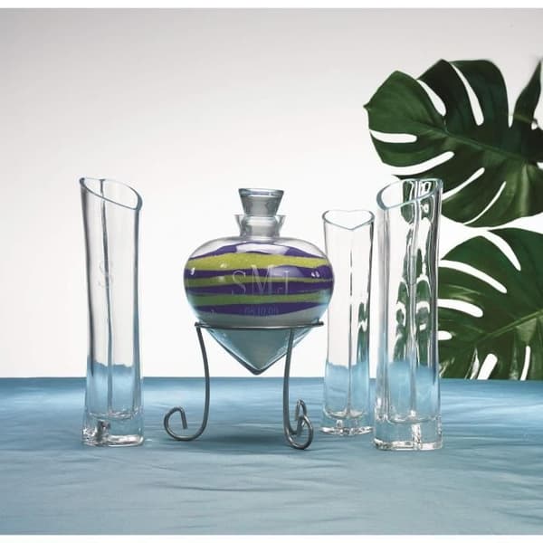 Hjärtfomade vaser - Weddingstar - Vit - 24 cm - Glas och metall - Samtida