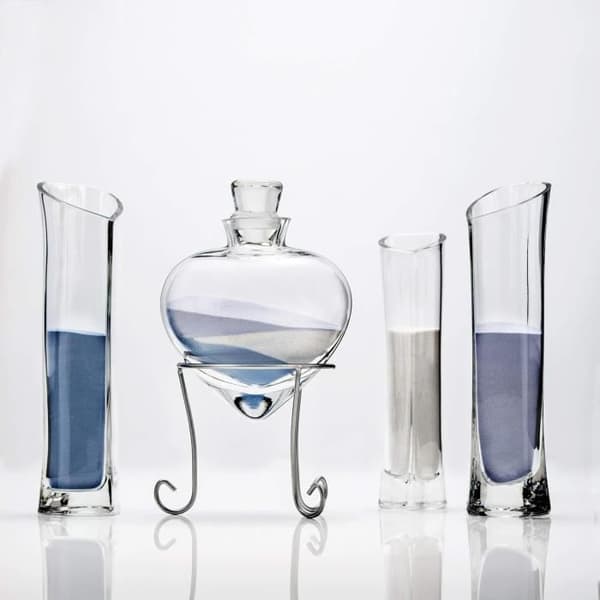 Hjärtfomade vaser - Weddingstar - Vit - 24 cm - Glas och metall - Samtida