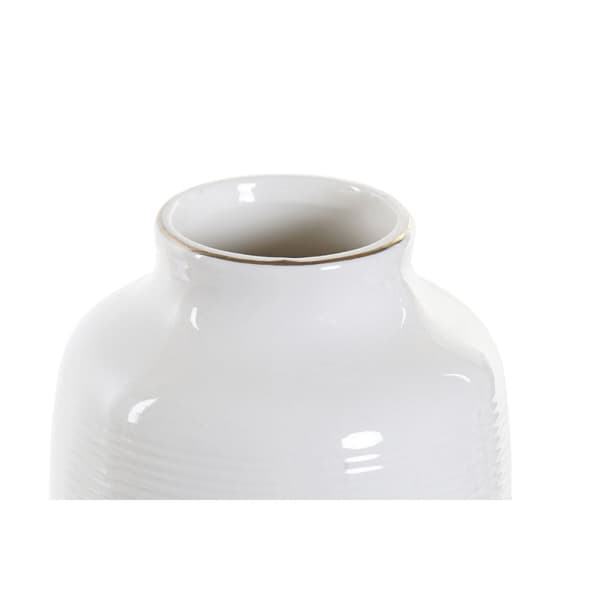 Vas DKD Home Decor Vit Stengods Tofs 12 x 12 x 24 cm