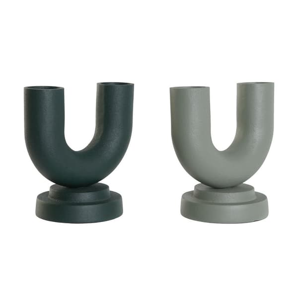 Vas Home ESPRIT Grön Aluminium 18 x 13 x 19 cm (2 antal)