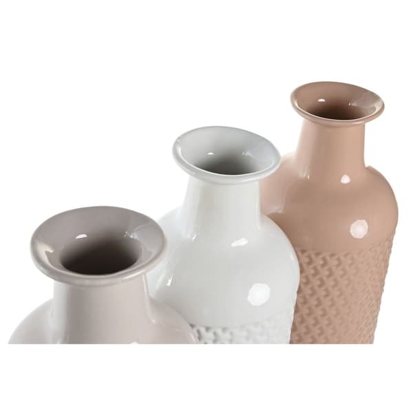 Vas DKD Home Decor Terrakota n Malva-färg Ljusrosa Dolomite 13 x 13 x 41 cm (3 antal)