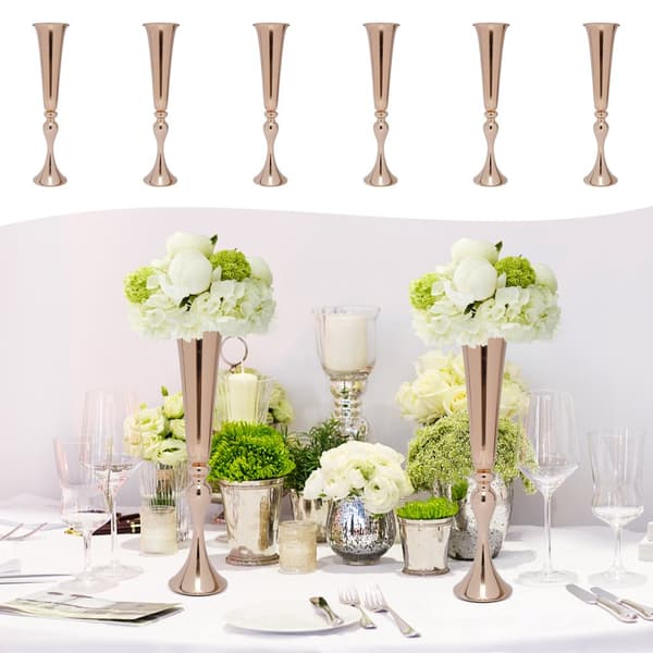 Bryllupsblomsterkrukke, Elegant Højfodet Design, Nem Samling, Holdbar Guld Finish
