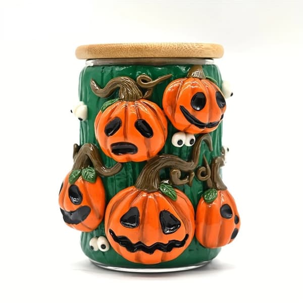 Handgjord Pumpa Cigar Jar, Multifunktionell Pennhållare, Miljövänligt Bambulock,G-WSJ-05