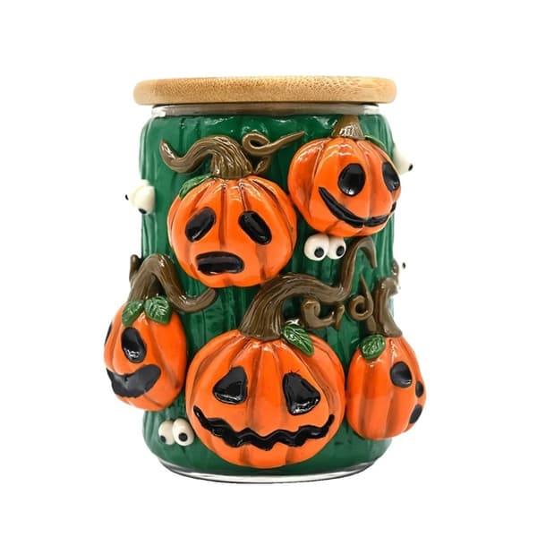 Handgjord Pumpa Cigar Jar, Multifunktionell Pennhållare, Miljövänligt Bambulock,G-WSJ-05