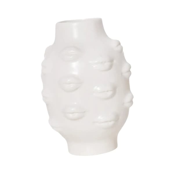 Kreativ Læbe Vase, Porcelænsmateriale, Dekorativ Hjem Accent, Unik Design,HVID