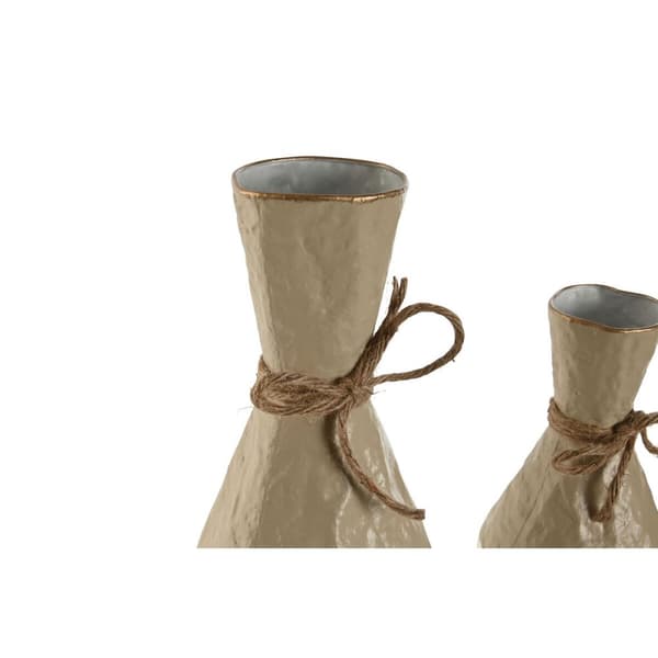 Set med 3 Vasar Home ESPRIT Vit Gyllene Metall 14 x 14 x 67 cm (3 Delar)