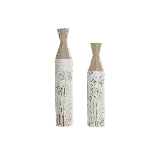 Set med 2 Vasar Home ESPRIT Beige Ljusbrun Metall 13,5 x 13,5 x 71 cm (2 Delar)