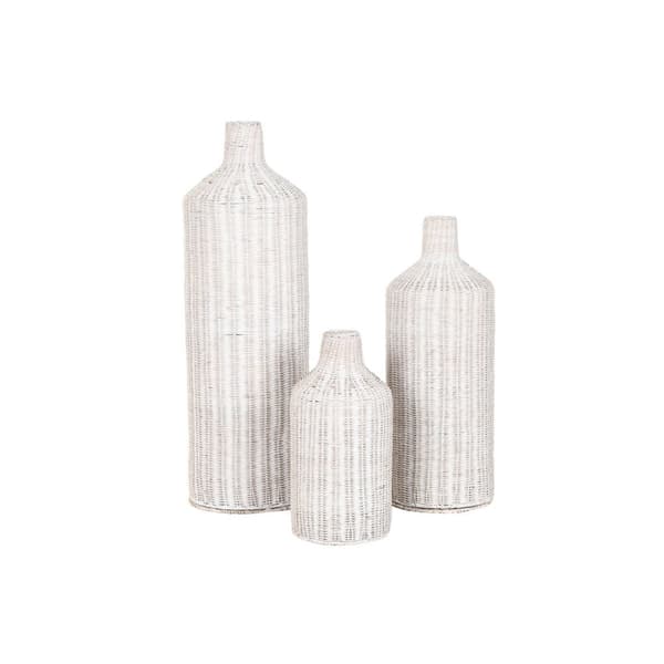 Set med 3 Vasar Home ESPRIT Metall Naturell 25 x 25 x 80 cm (3 Delar)