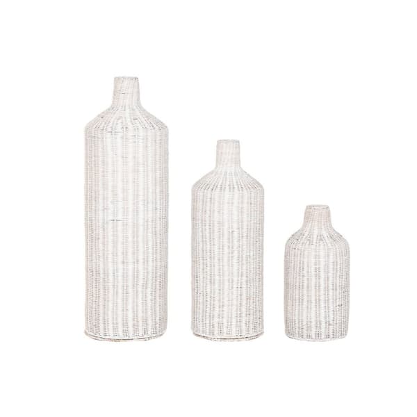 Set med 3 Vasar Home ESPRIT Metall Naturell 25 x 25 x 80 cm (3 Delar)