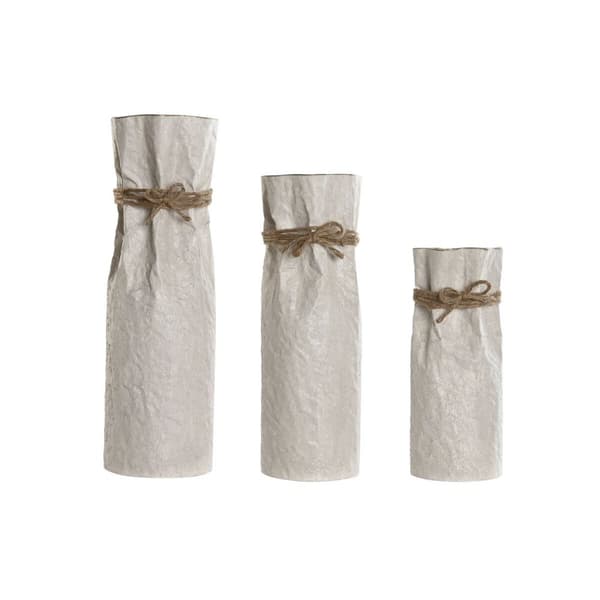 Sæt med 3 Vaser Home ESPRIT Beige Metal Tov 17 x 17 x 54 cm (3 Dele)
