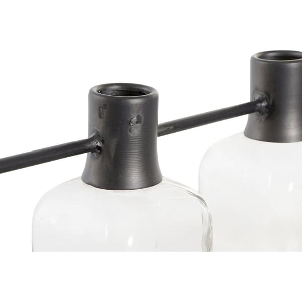 Vas DKD Home Decor Svart Naturell Metall Glas Paulowniaträ 49 x 11 x 27 cm (3 Delar)