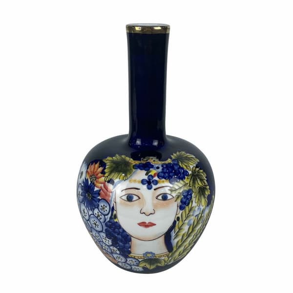 Vase DKD Home Decor Ansigt Porcelæn Blå Multifarvet 17 x 17 x 30 cm