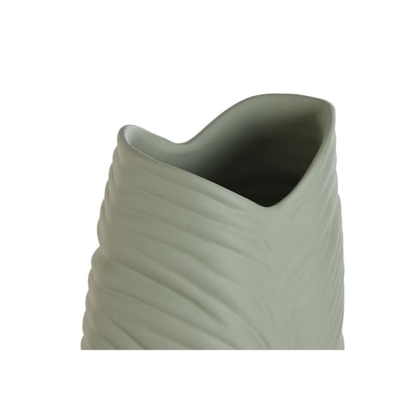 Vase Home ESPRIT Grøn Stentøj Tropisk Blad af en plante 21 x 10 x 50 cm