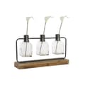 Miniatyrbillede 3 af 4: Vase DKD Home Decor Sort Natur Metal Krystal Paulonia træ 49 x 11 x 27 cm (3 Dele)