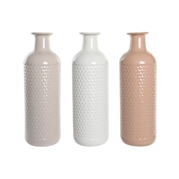 Vase DKD Home Decor Terrakotta Malva Lyserød Dolomite 13 x 13 x 41 cm (3 enheder)