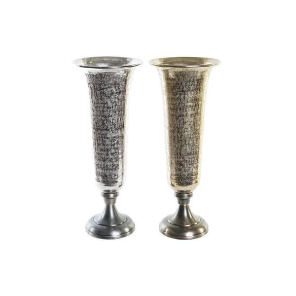 Vas DKD Home Decor 20 x 20 x 51 cm Silvrig Gyllene Aluminium Modern (2 antal)