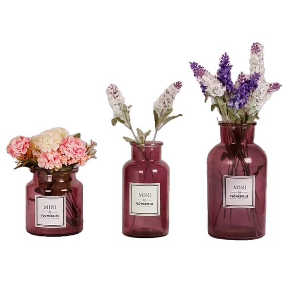 Vas, Bordsdesign, Glasmaterial,3PC-SML-vinröd