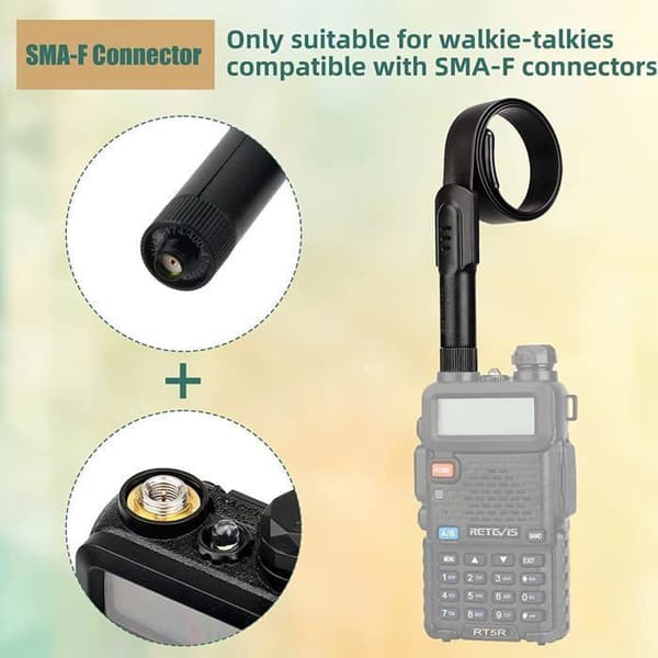 Retevis HA05 SMA-F Taktisk Antenn, Flexibel Dubbelband Antenn, Fällbar Hög Gain Antenn För med RT5R RT5 H777 Baofeng UV-5R