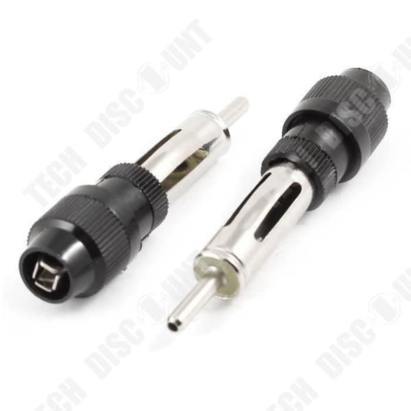 TD® Set med 2 Bilantenndelar - Radio AM - FM Antennkontakt Hane Adapterkontakt Svart
