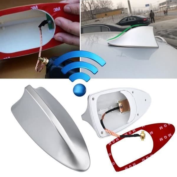 Lumiereholic Bilantenn Universal Autoantenn 17cm Aluminium Shark Fin Silver Förstärkt antenn