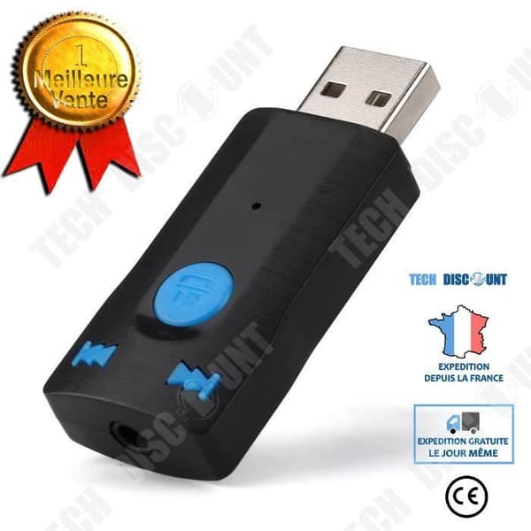 TD® trådlös Bluetooth-bilmottagare - AUX Audio Kit Bluetooth-mottagare USB-adapter