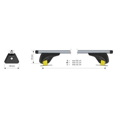 Tvärgående takräcken - NORDRIVE - Nowa - Aluminium - 120 cm - Maximal belastning 90 kg