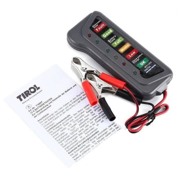 Bil 12V batteri- och generatortestare med 6 lysdioder