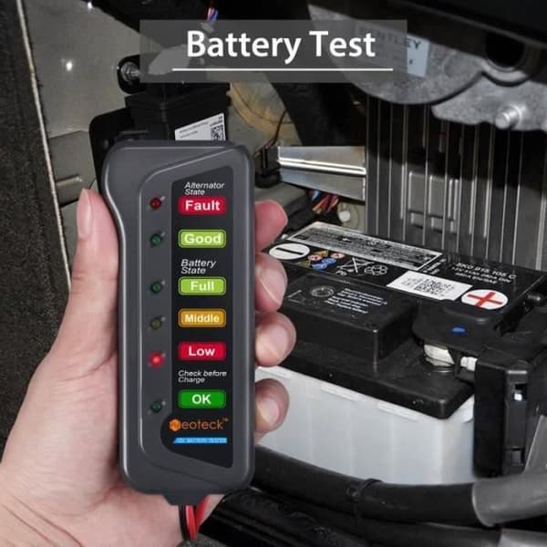 IY07878-Professionell 12V digital batteri- och generatortestare - 6 LED-indikatorer - Multifunktionstestare för bil och motorcykel
