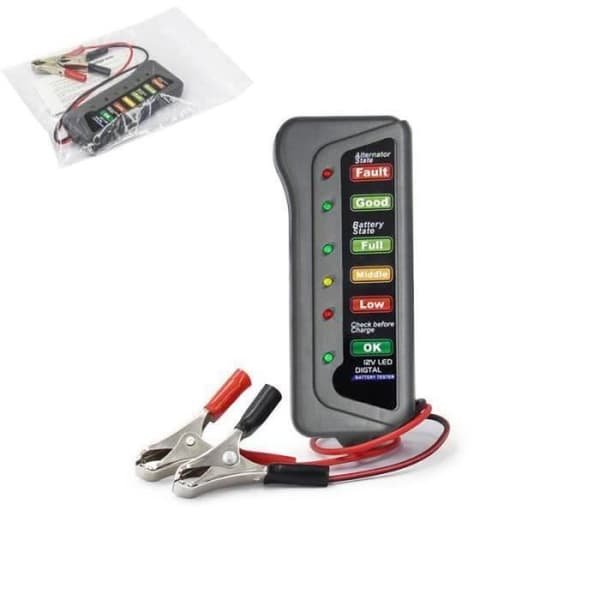 IY07878-Professionell 12V digital batteri- och generatortestare - 6 LED-indikatorer - Multifunktionstestare för bil och motorcykel