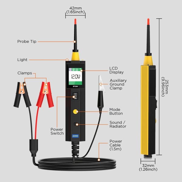 Bilcirkelanalyser, 6-30V Spændingsområde, LED Display Tester