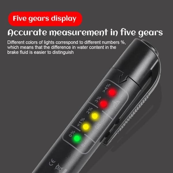 Broms vätska testare - Garosa - Bärbar - 5 LED indikatorer - Kompatibel med DOT3 DOT4 - Halkfri