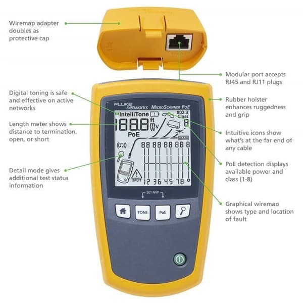 FLUKE nätverk Cabelmessgerät MS-POE Audio/Video, nätverk, Telekommunikation - 5018508