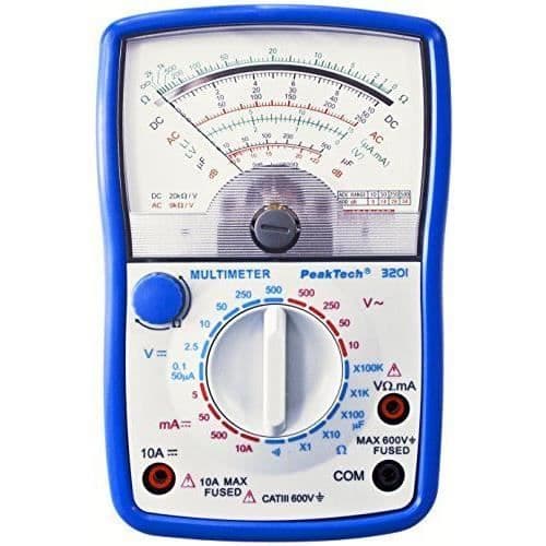 PeakTech Peak Tech Analog Multimeter CAT III 600V Amperemeter DC 10A Voltmeter 500V AC/DC ohm Mätardetektor