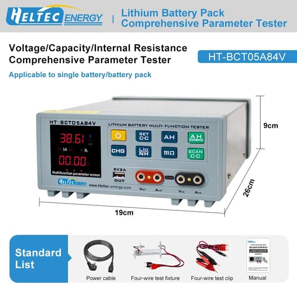 Lithium Batteri Tester, Spændingskapacitet Intern Modstandsmåling, Dobbelt Display,84V tester