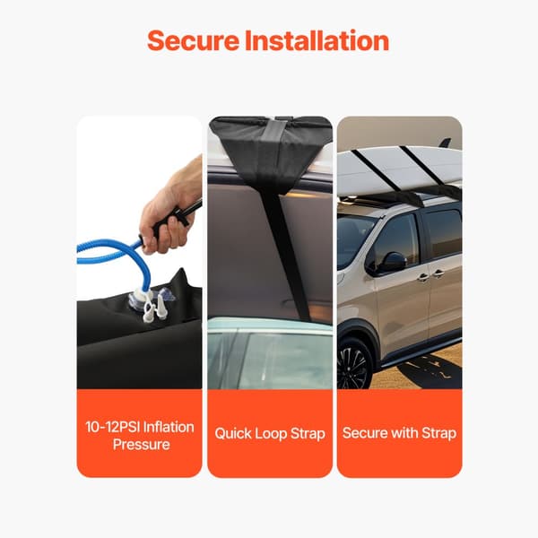 Inflatable Soft Roof Rack Bars, 37,6 tum längd, lätt och bärbar, universell passform