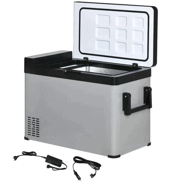 Rootz Bilkøleskab - Bilkøleboks - 50L Køleboks - Rejsekøleskab - Køleskab - Med LCD Display - Grå/Sort - 75L x 36W x 49,5H cm