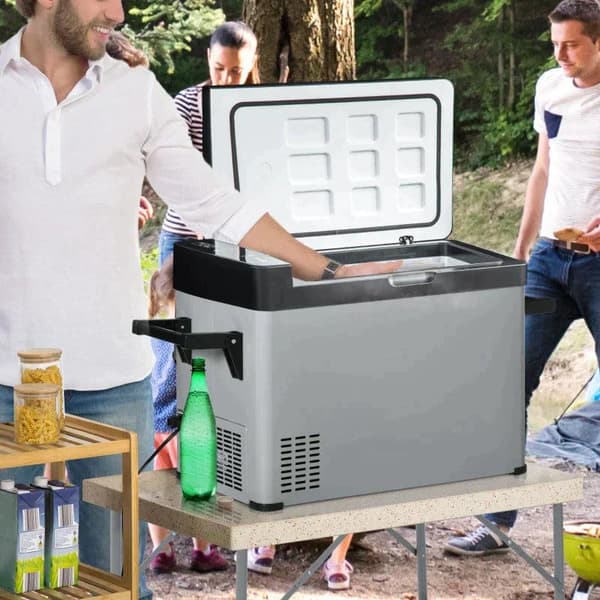 Rootz Bilkøleskab - Bilkøleboks - 50L Køleboks - Rejsekøleskab - Køleskab - Med LCD Display - Grå/Sort - 75L x 36W x 49,5H cm